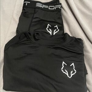 Men’s Black Athletic wormer Set with Wolf Logo